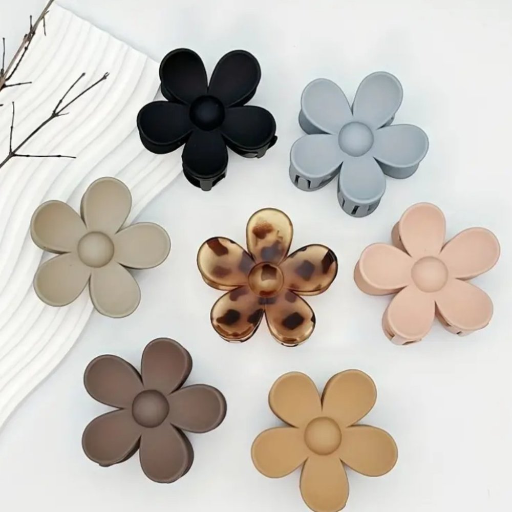 8pcs Matte Color Flower Hair Claw Clip